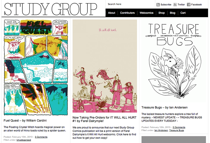 Study Group Comics main page screenshot
