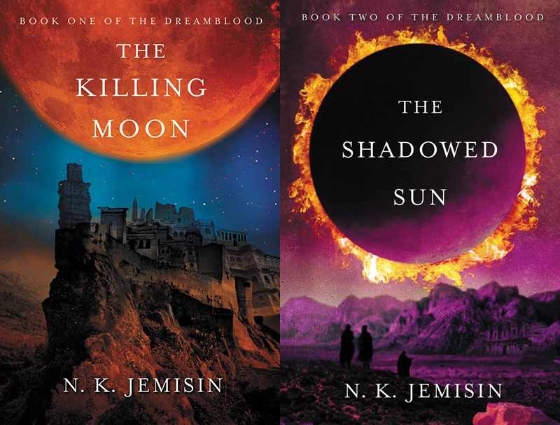 Jemisin's Dreamblood duology, covers by Marc Yankus