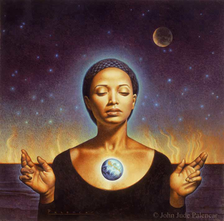 Painting by John Jude Palencar for the cover of Parable of the Sower by Octavia Butler