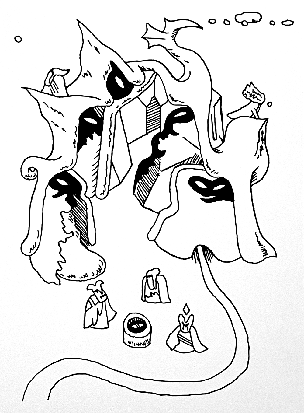 2022 Meeting of the Miizzz Minds india ink drawing