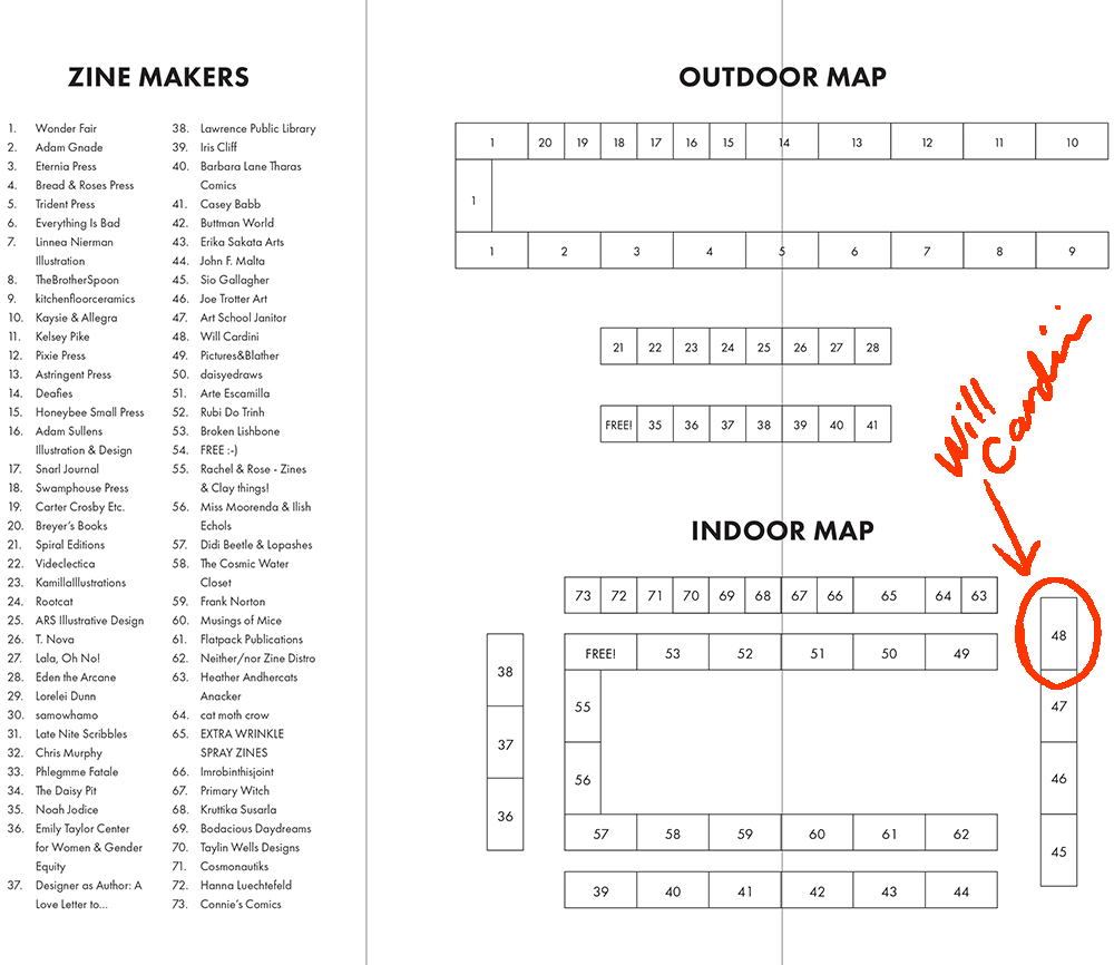 Paper Plains Zine Fest table map